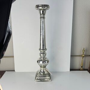 Silver mercury glass Elegant TALL 21” Silver Candle Holder NWT 5” sq base